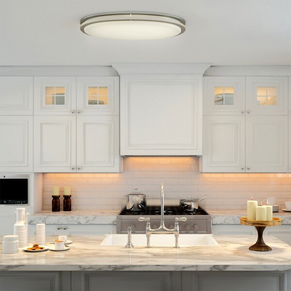 32 Inch Oval Brushed Nickel Integrated LED Ceiling Flush Mount